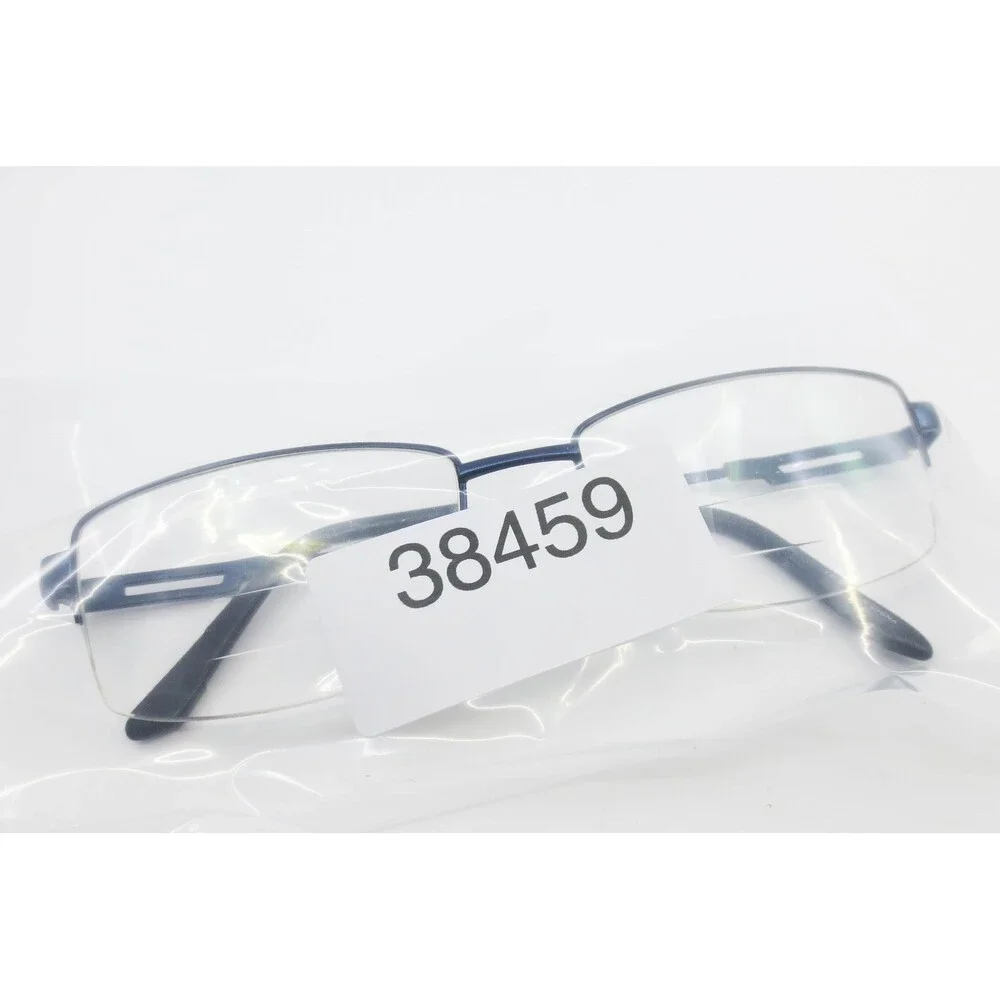 Bulova Twist Titanium Lakewood Navy Blue Rectangular Semi-Rimless Eyeglasses